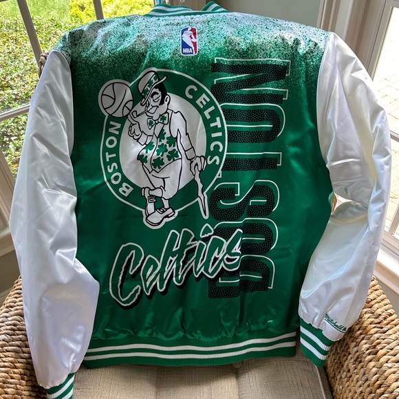 Celtics Satin Retro Bomber Jacket NWT Mitchell & Ness X-Large - Picture 5 of 6